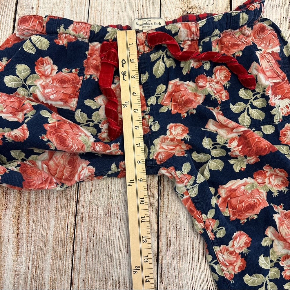 Vtg Y2K Abercrombie & Fitch Plaid Pajama Pants Medium Floral Low Rise Flannel - Picture 4 of 9